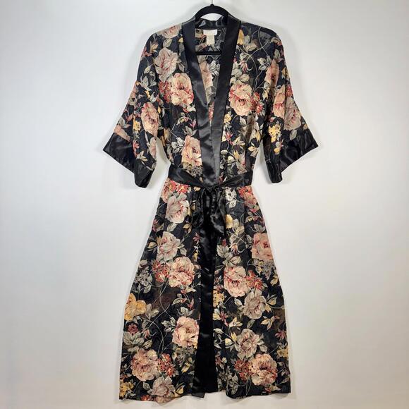 Other - VTG 70’s L.A. Intimates Floral Satin Brocade Kimono Robe - M